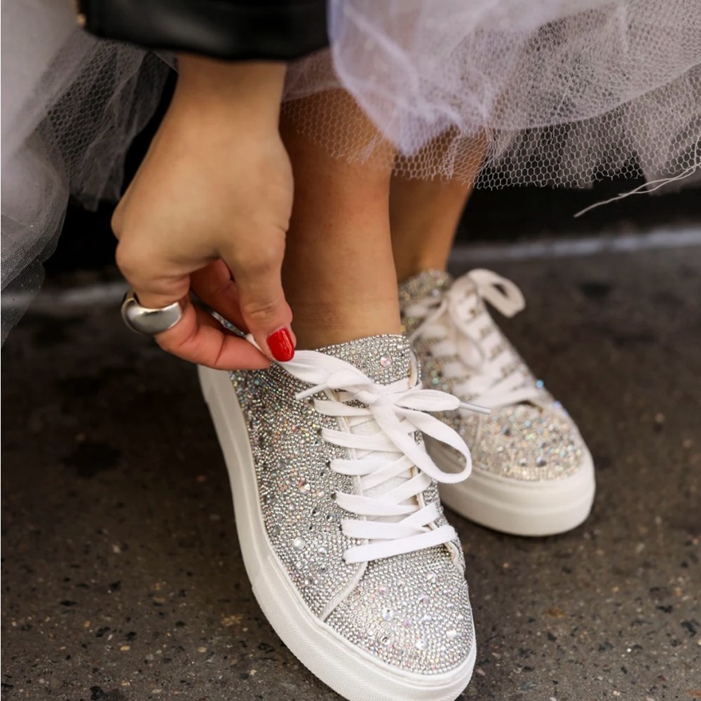 Betsey Johnson Womens Rhinestone Sneaker